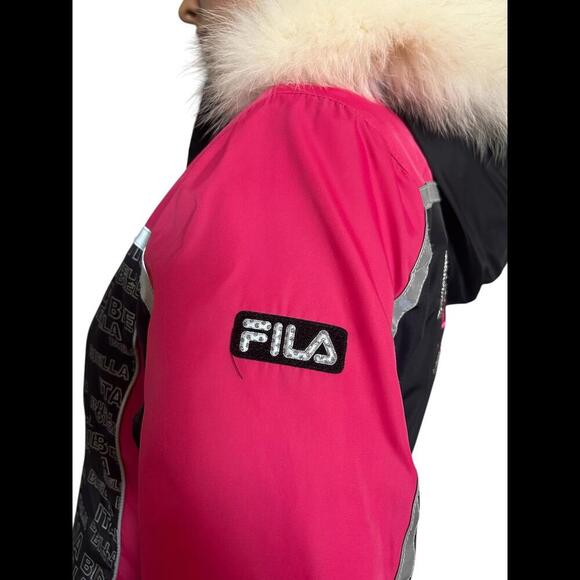 Stylish Pink & Black Winter Jacket with Fur Hood - Picture 6 of 9